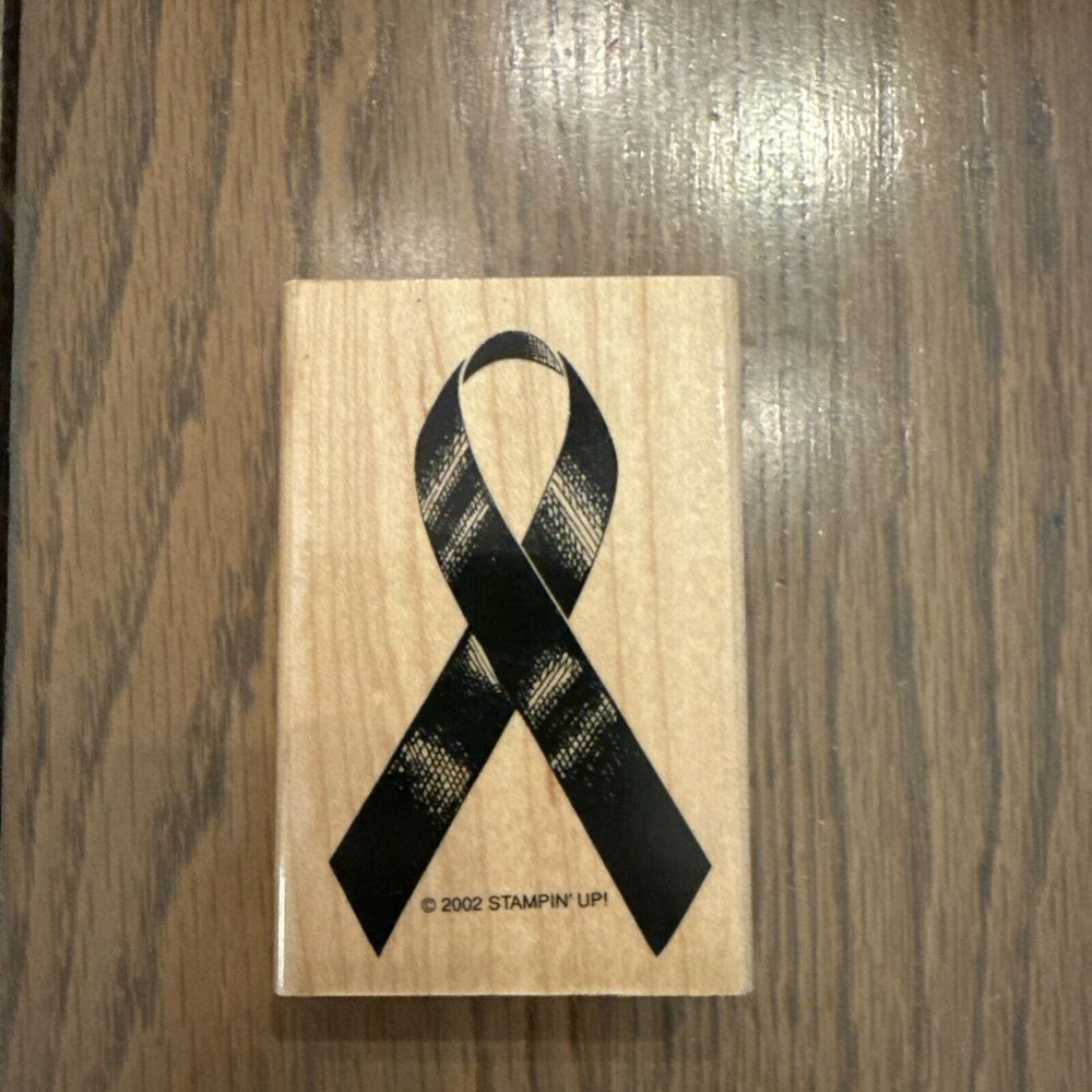 Stampin Up - Ribbon Of Hope - Wood Rubber Stamp‎ Cancer Awareness 3"x2"